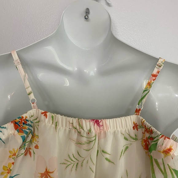 AS U WISH Cream & Tropical Floral Print High-Low Off The Shoulder Dress SKU1122 - Picture 7 of 12